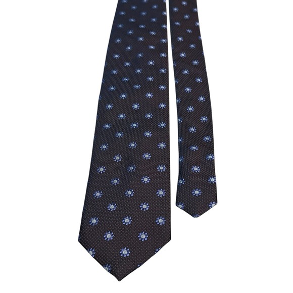 PETER MILLAR Necktie Sevenfold Brown Floral Medallion Men's Tie 58 1/2 Inches - Picture 3 of 3